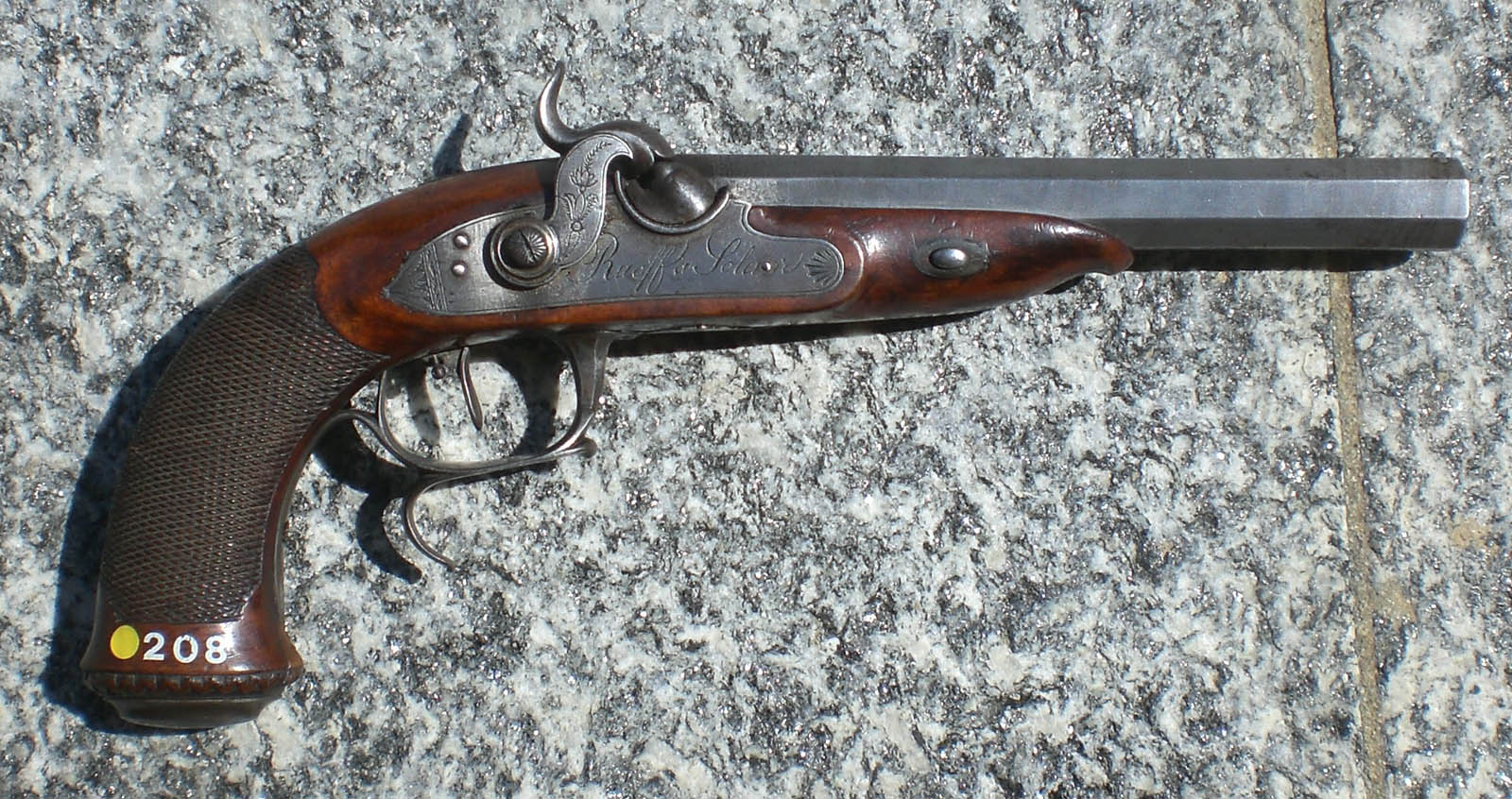 Arquebuse Genève - Pistolet poudre noire à percussion Ruoff d'environ 1830